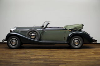 30 YEARS LOYAL OWNERSHIP. Our new arrival is a 1938 Horch 853 A Sport Cabriolet, which was discovered by Eberhard Thiesen in Latvia in 1993 and taken to Germany for a high-quality restoration. In 1997 the car was sold to a collector, who owned it until today! In just under 30 years, he has covered around 45,000 kilometres. The car is preserved in absolute mint condition to this day and impresses with a fantastic engine run and driving characteristics. An attractive feature is the colour scheme in two-tone green with black leather interior and a green soft top. 
#horch #horch853 #horch853sportcabriolet #classicdriver #classiccars #carphotography #classiccartrader #drivetastefully #carpassion